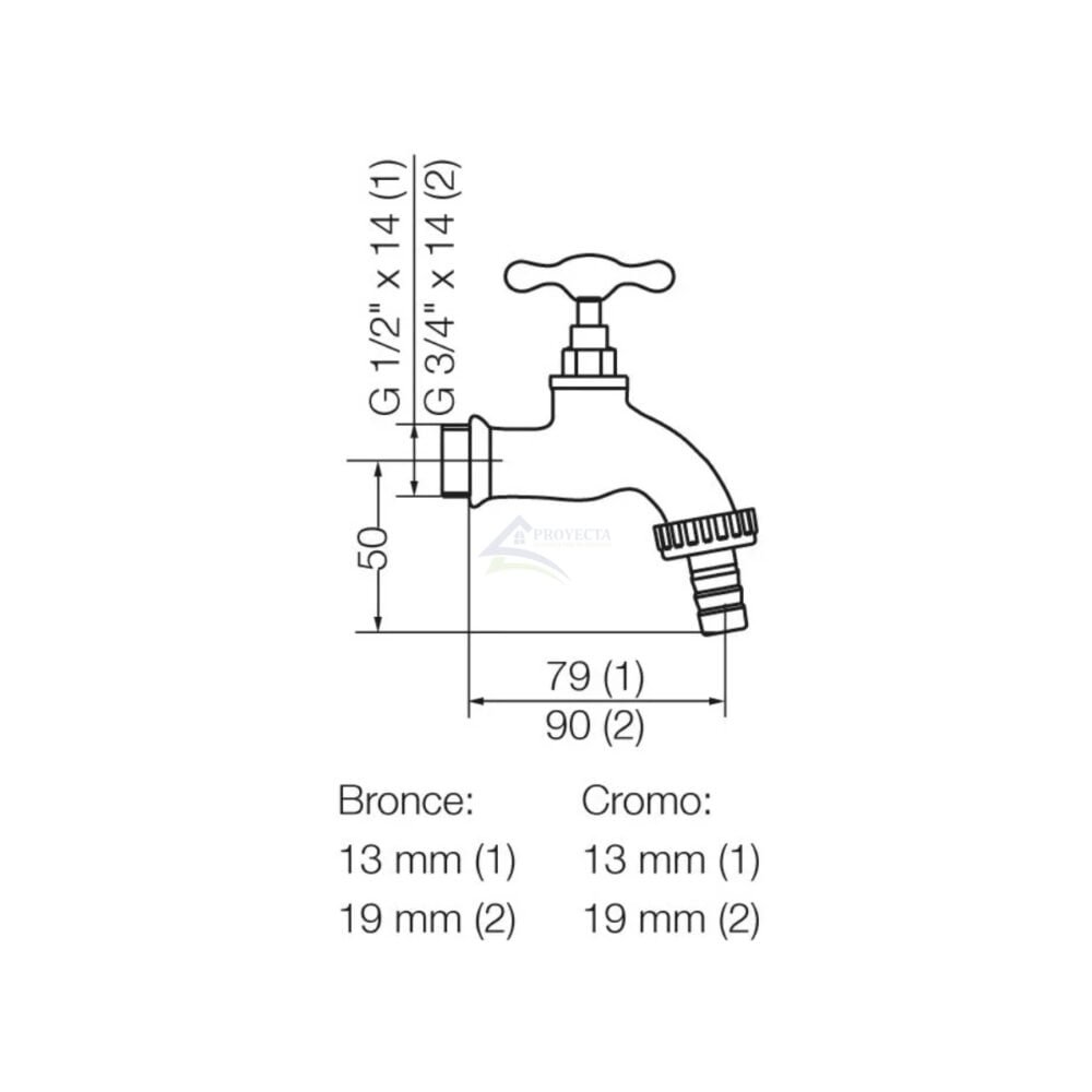Grifo Cromado FV 1/2" - 3/4" - Imagen 2